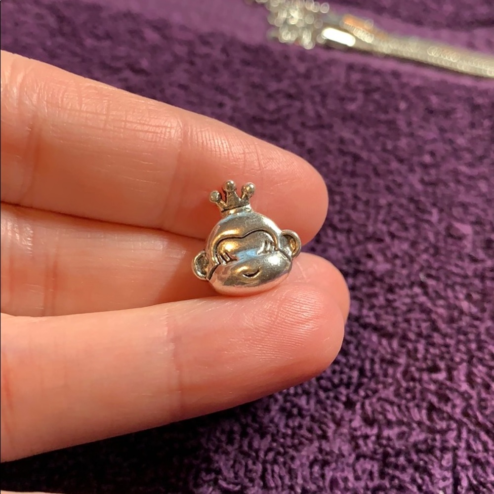 Sterling silver European monkey ape king Charm